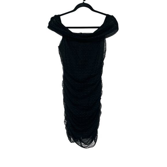 Bebe dress Off the Shoulder ruched bodycon black size Large L - Picture 1 of 6